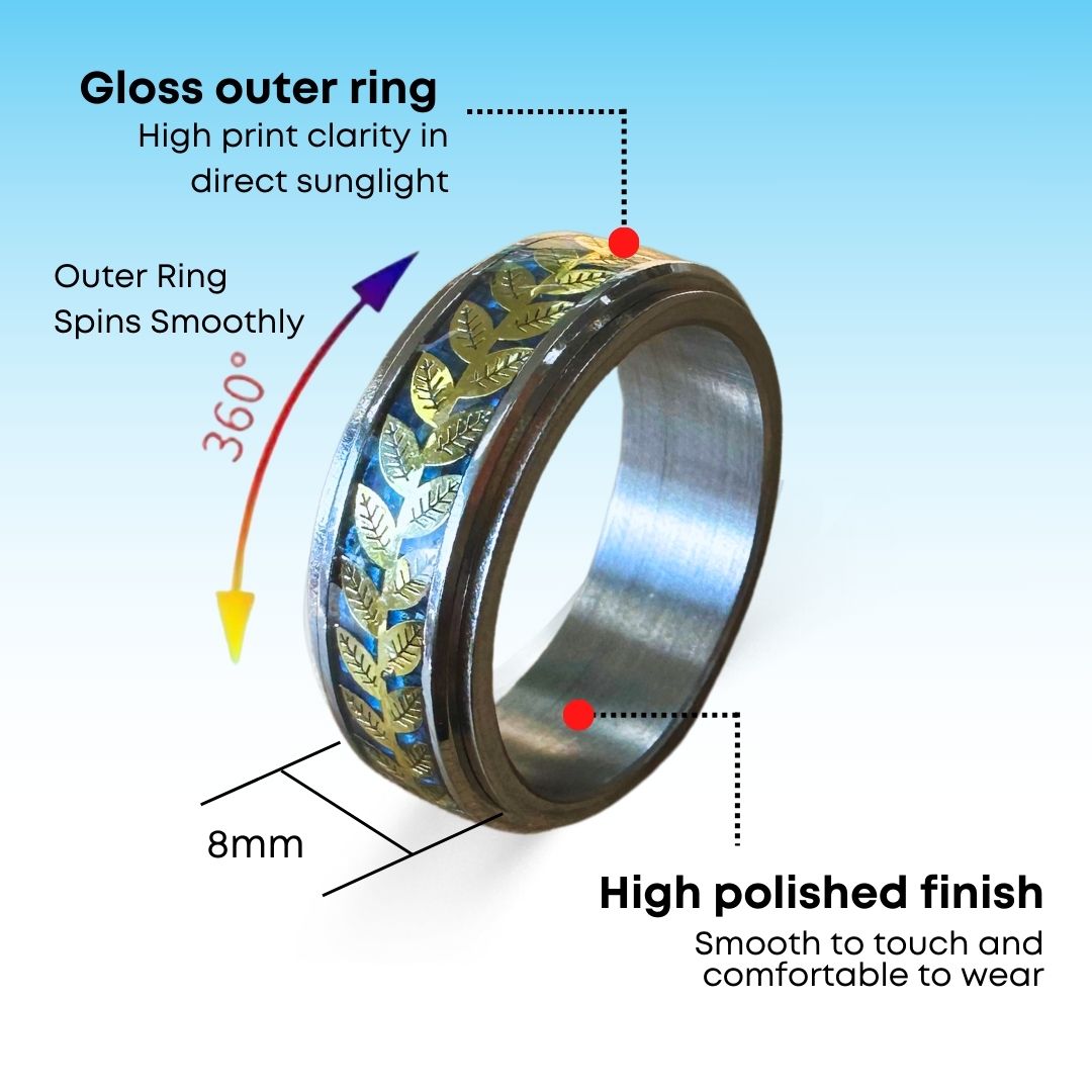 Anxiety Rings Gold Leaf Spinning Anxiety Ring Details