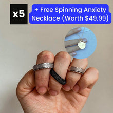 Load image into Gallery viewer, CYBER MONDAY SPECIAL 5 Pack Spinner Fidget Ring + Free Spinning Anxiety Necklace
